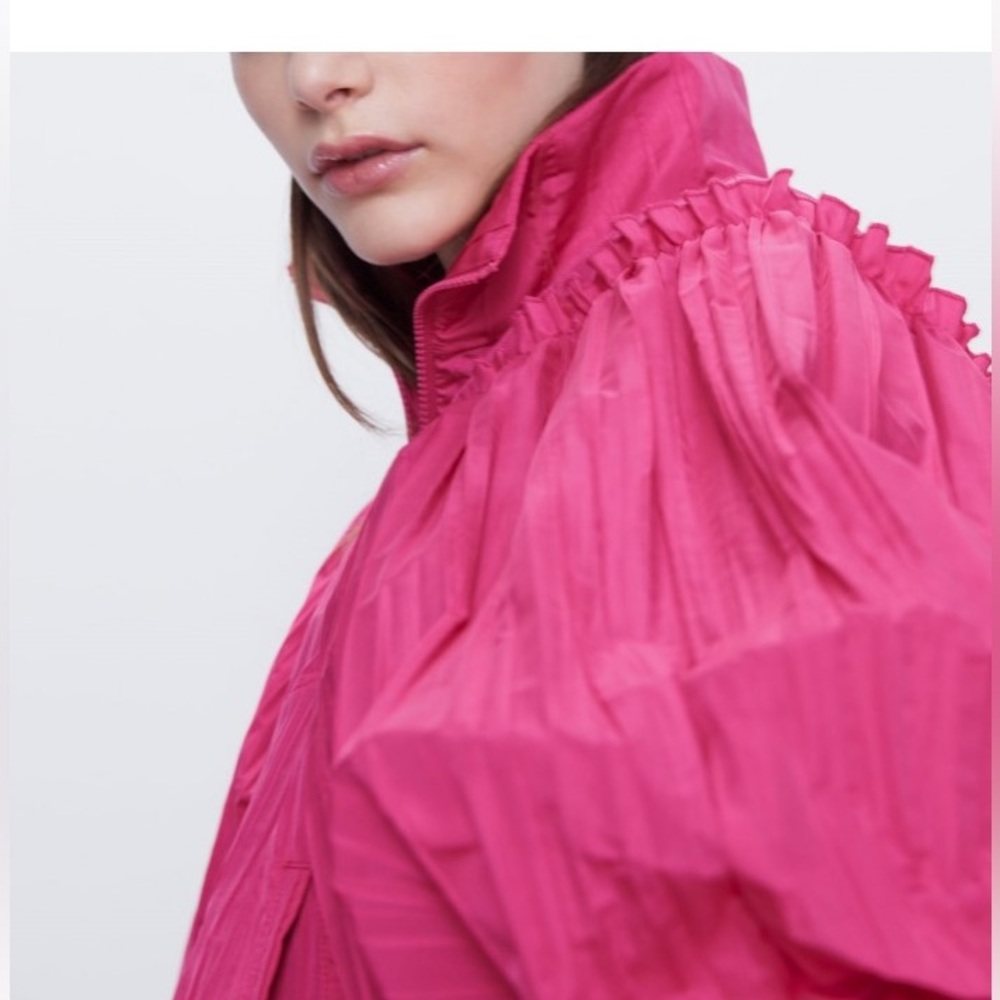 Zara pleated, ruffled jacket Fuchsia NWT - Picture 5 of 5